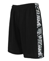 Galaxy By Harvic Men's Slim Fit  Moisture Wicking Performance Quick Dry Mesh Shorts With Side Camo Design - Black