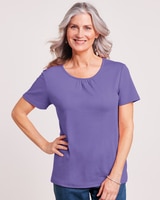 Essential Knit Shirred Tee - Dahlia Purple