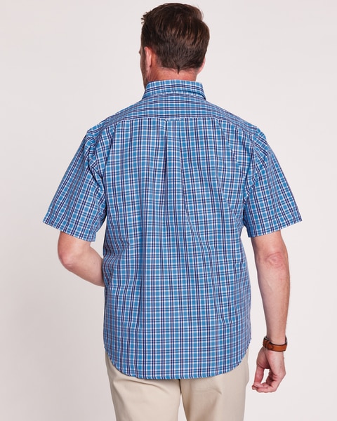 Cotton Traders Short Sleeve Plaid Sport Shirt