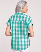 Plaid Gauze Dolman Shirt - alt3