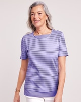 Essential Knit Striped Layered Look Top - Lavender