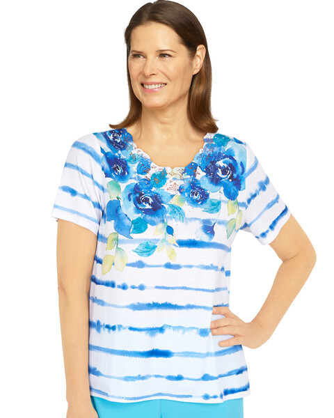 Alfred Dunner® Cool Vibrations Floral Stripe Top