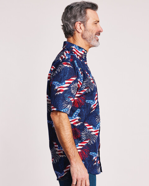 Patriotic Short-Sleeve Button-Down Shirt