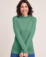 Essential Knit Long Sleeve Mock Top - Wintergreen