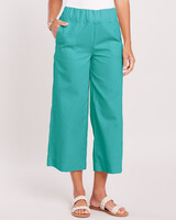 DenimLite Cropped Mid-Rise Flare Pants - Blue Turquoise