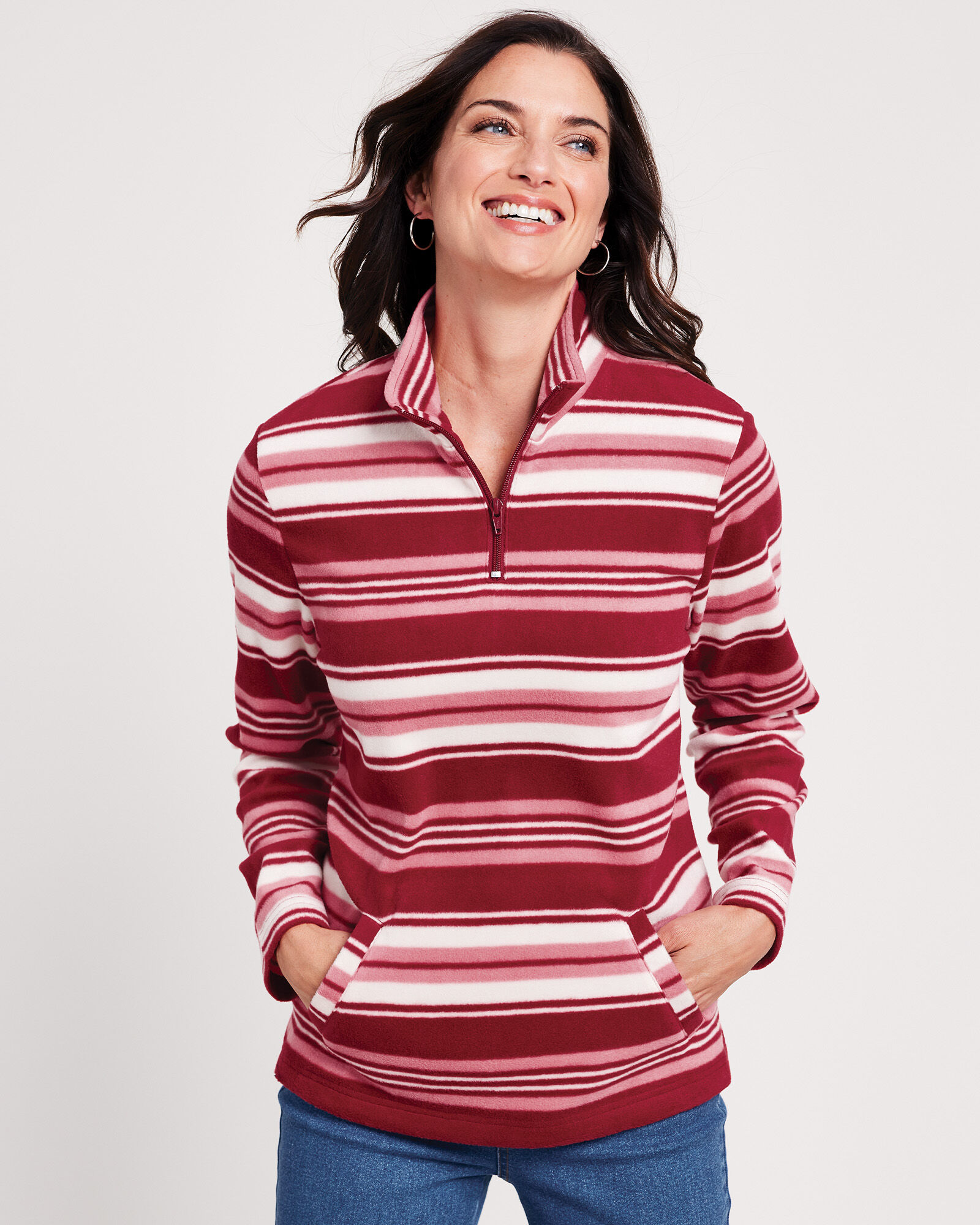 Scandia Fleece Quarter-Zip Pocket Top | Blair