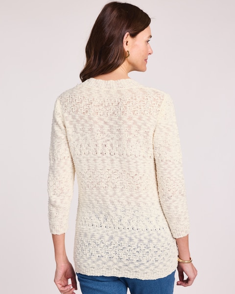 Textured Three-Quarter Sleeve Sweater