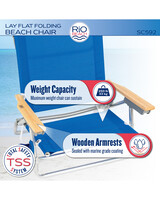 RIO Teal Stipe Classic 5 position lay flat chair w/ fold down towel bar - alt2