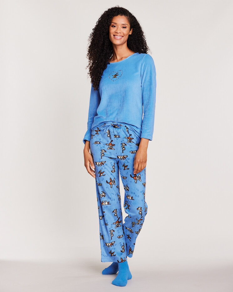 Fuzzy Pajamas for Women Set Plus Size Fleece Tops Drawstring Pjs