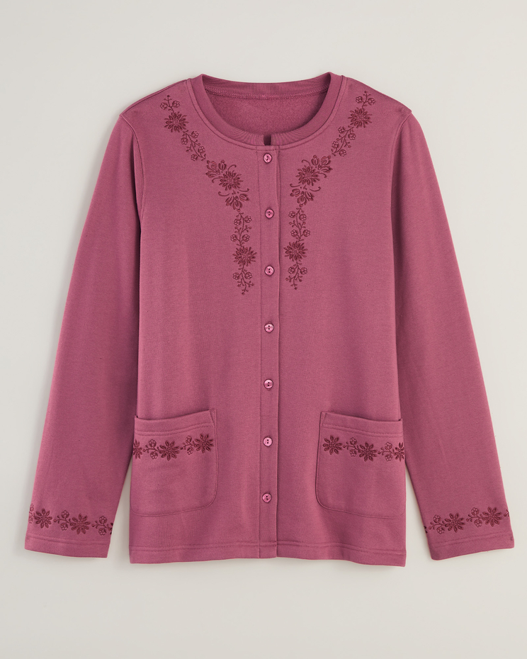Embroidered Fleece Cardigan | Blair