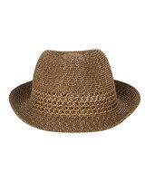 Everyday Fedora- Ultrbraid Fedora With Striped Open Weave Hat - Natural/Black