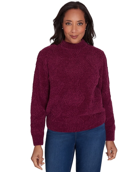 Alfred Dunner® Classics Chenille Diamond Turtleneck Sweater