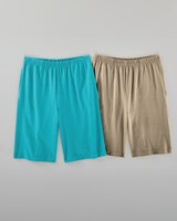 2-Pack Knit Shorts - Bright Turquoise/Khaki