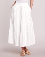 Gauze Tiered Skirt - White