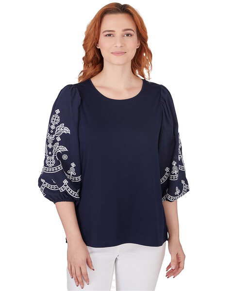 Ruby Rd® By The Sea Knit Embroidered Top