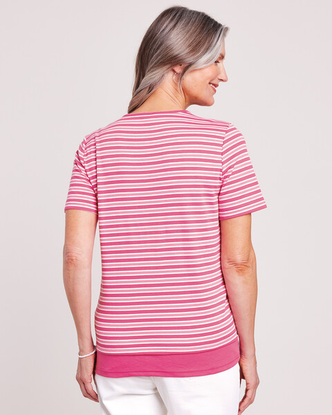 Essential Knit Striped Layered Look Top