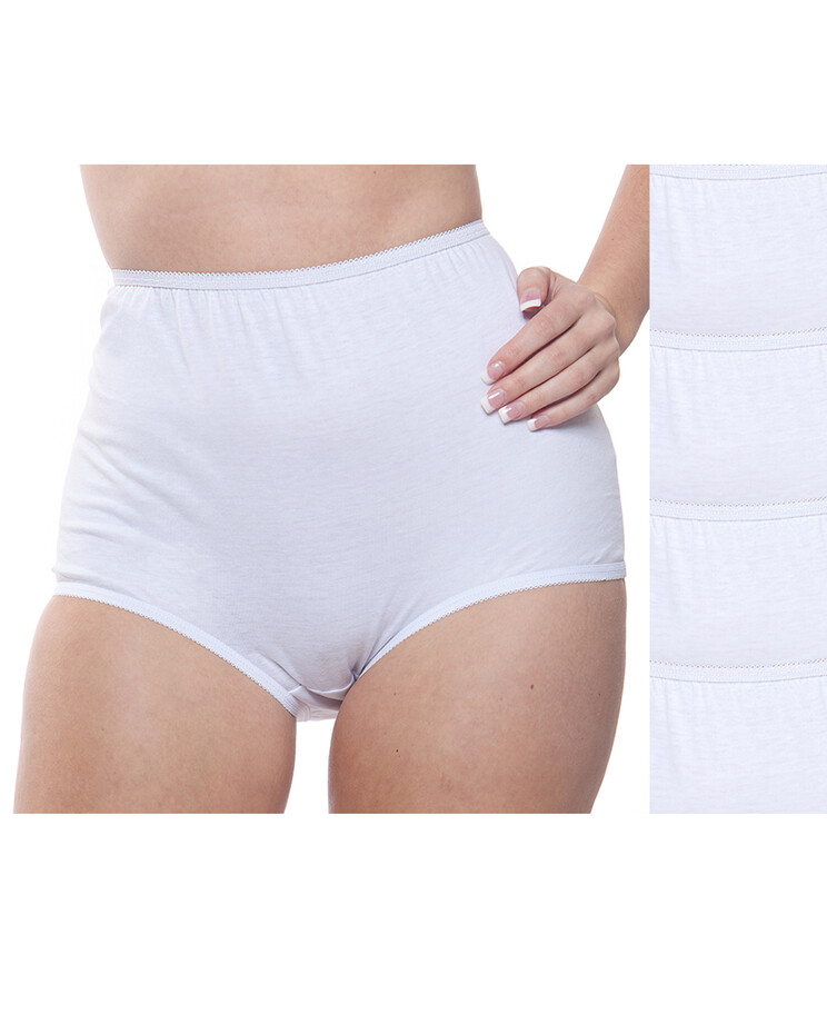 Ladies Full Brief 100% Cotton Large Soft White Knickers Care Home Underwear