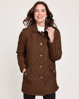 Quilted Car Coat - Mustang Brown