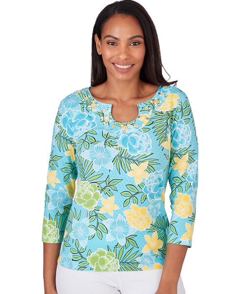 Ruby Rd® By The Sea Knit Emb Floral Top