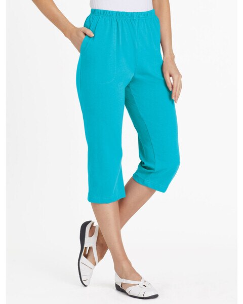Ladies Capri Trousers - Ladies Cherry Berry Plain Cropped 3/4 Length  Trouser Stretch Fit Elasticated Waist Summer Short Pants Plus Size UK 8-26  C543 : : Fashion
