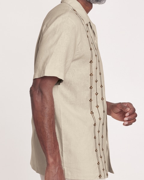 John Blair® Linen Blend Embroidered Shirt