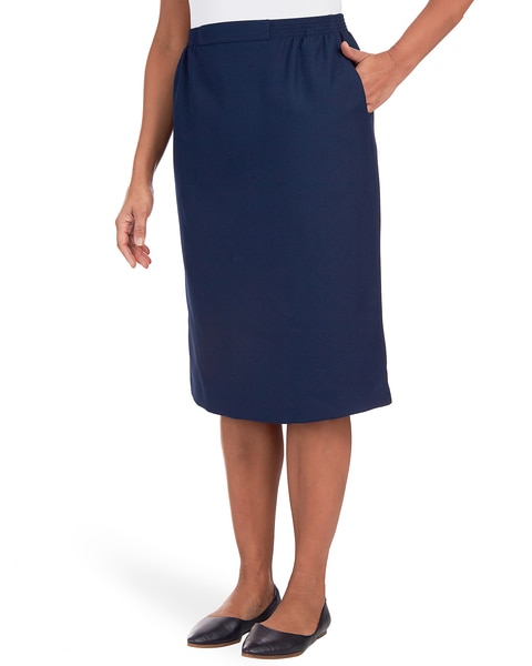 Alfred Dunner® Cinch Waist Midi Skirt with Slant Pockets