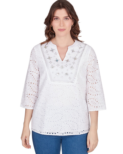Ruby Rd® Pattern Play Woven Embroidered Paisley Top