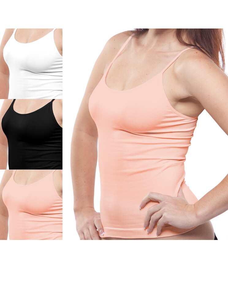 Women Stretch Cotton Cami with Built-in Shelf Bra 3 Pack at  Women's  Clothing store