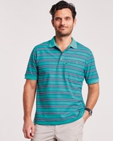 Haband Classic Piqué Polo - Lagoon Stripe