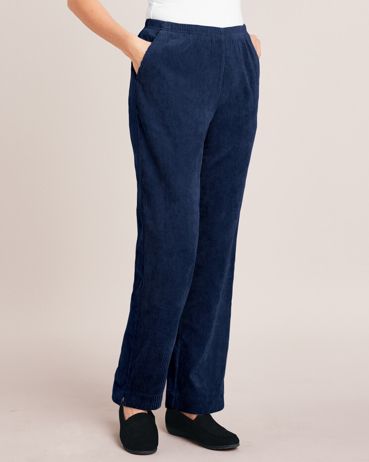 Corduroy pants with elastic waist - Women