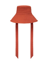 Serenity - Cut And Sew Bucket With Ribbon Ties Hat - Red