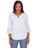 Alfred Dunner® Blue Bayou White Floral Top - White