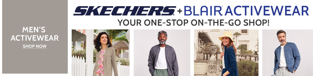 skechers + blair activewear your one-stop on-the-go shop! men's activewear shop now