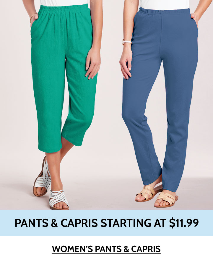 pants & capris starting at $11.99 women's pants & capris