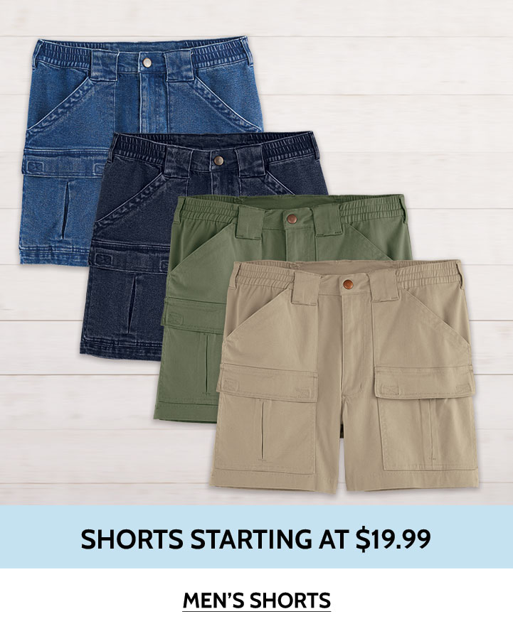 shorts starting at $19.99 men's shorts