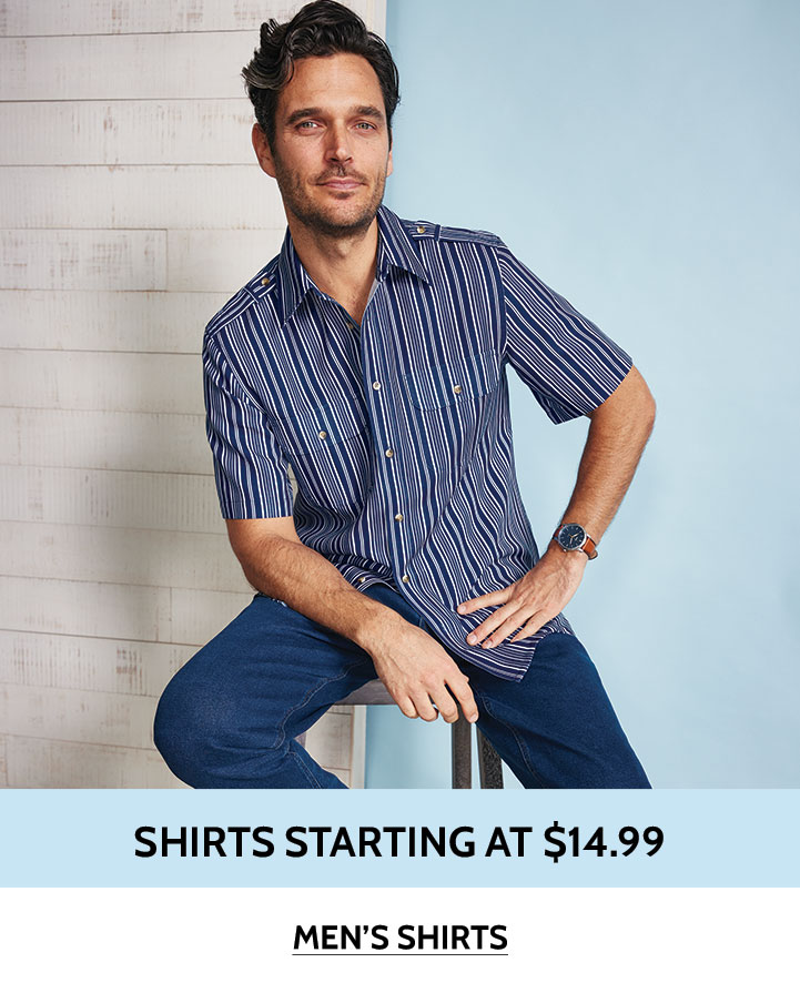shirts starting at $14.99 men's shirts