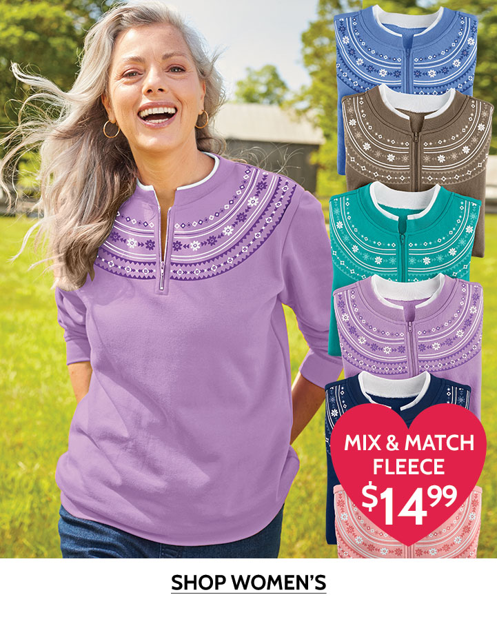 mix & match fleece $14.99 shop women's