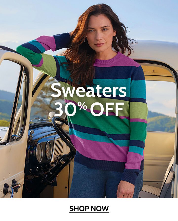 sweaters 30% off shop now